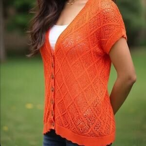 Torrid NWT Vibrant Orange Open Knit Cardigan Sweater Plus Size Size 2 2X